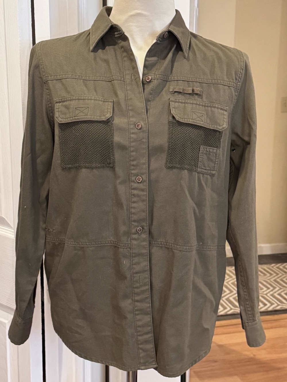 Lauren Ralph Lauren Women’s Small Olive Utility Safari Shirt Mesh Pockets